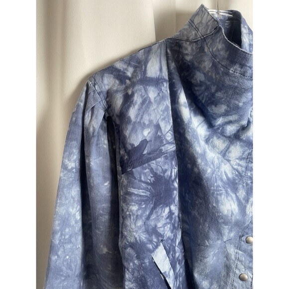 BLANK NYC Tie Dye Denim Utility Moto Jacket In Blue Tide Is High Sz S New - Picture 8 of 10